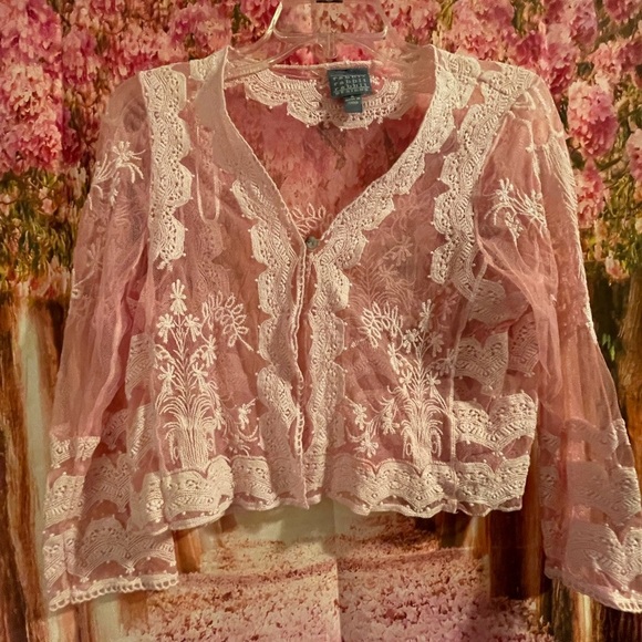 Rabbit Rabbit Rabbit Small pink lace sweater - Picture 3 of 4